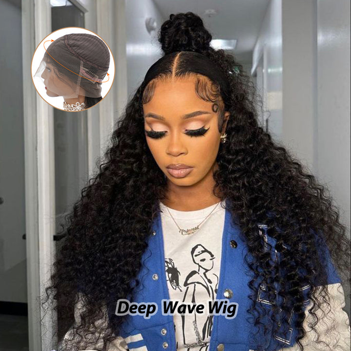 Invisi-Strap Snug Fit 360 Lace Frontal Wig Natural Black Human Hair Wig