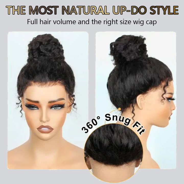 Invisi-Strap Snug Fit 360 Lace Frontal Wig Natural Black Human Hair Wig