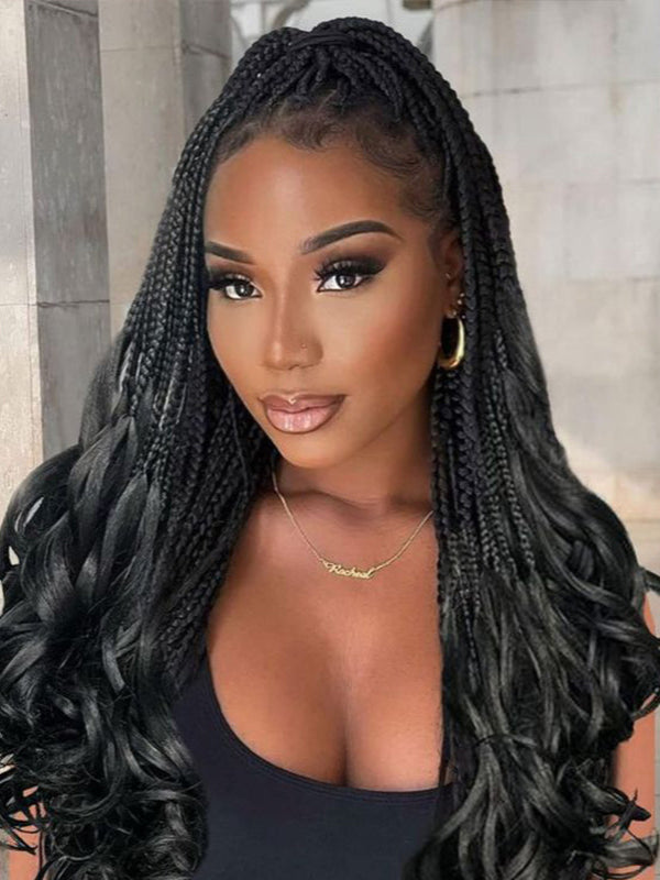 Crochet French Curls Human Hair Crochet Boho Box Braids Human Hair Curls Ends, Reusable Hair