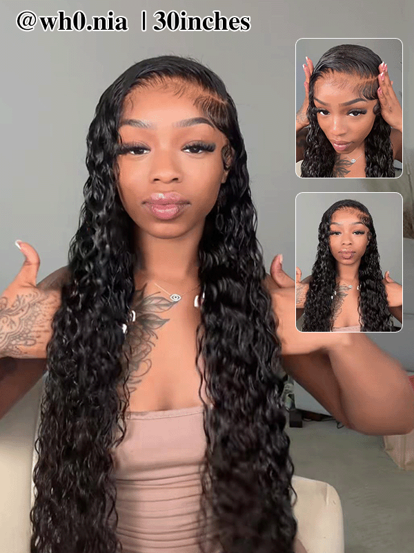 Sale @bigekane @georgiaokun Recommend 16-34 Inches Deep Wave 13x6 Full Lace Frontal Human Hair Wigs