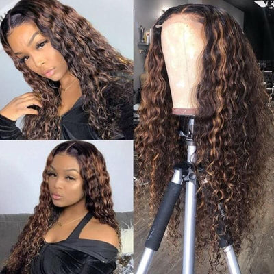 Wear & Go | Balayage Water Wave Pre-Bleached Glueless Wig Invisible Lace Wig Dome Cap Wigs