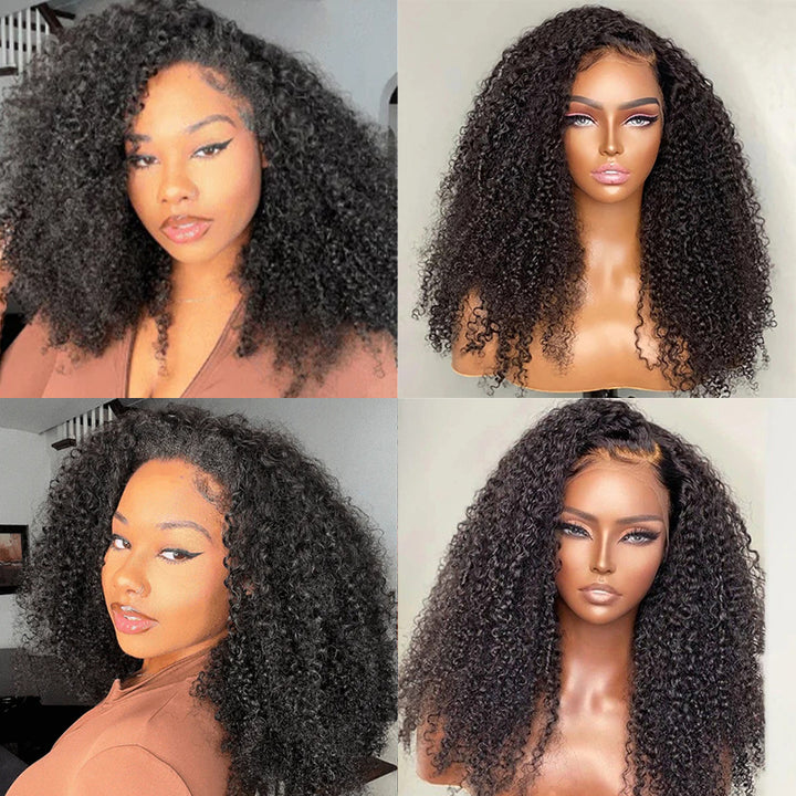 FB30 Afro Kinky Curly Glueless Flexi-Fit Drawstring Wig 7x6/13x6 Lace Human Hair Wig