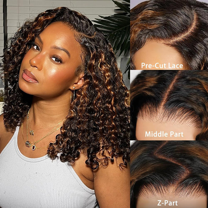 FB30 Afro Kinky Curly Glueless Flexi-Fit Drawstring Wig 7x6/13x6 Lace Human Hair Wig