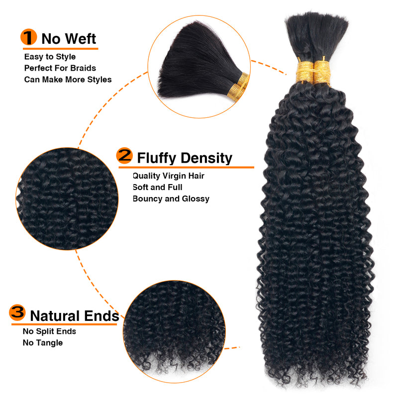 Flash Sale | Curly Wave Braid Hair Bulk 100% Human Hair Extensions Bulk for Braiding 100g