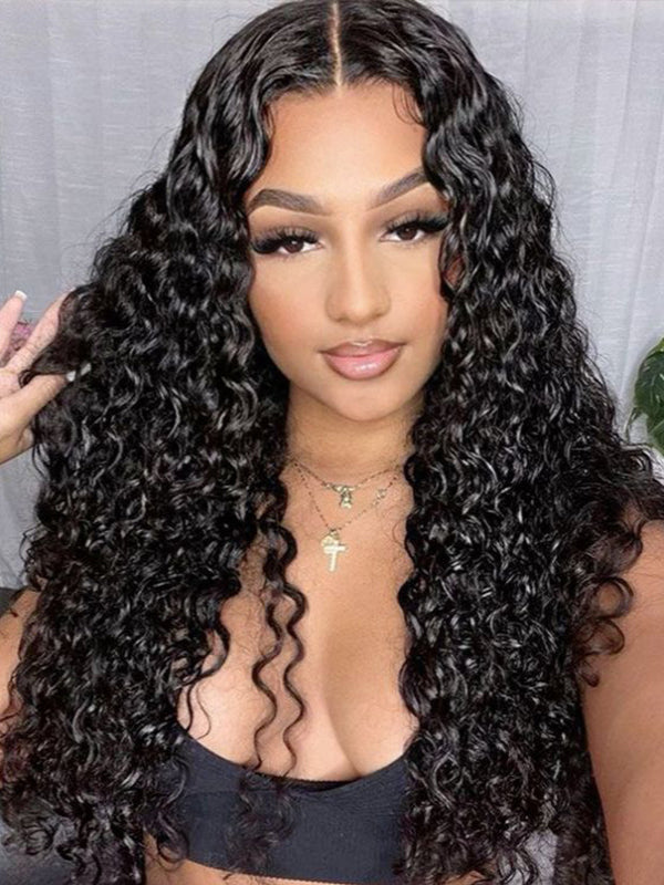 Glueless 3A/3B Spiral Curl Wigs Lace Closure Wigs Pre Bleached Human Hair Wig