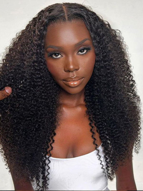 Glueless 4A/4B Afro Kinky Coily Lace Closure Wig Kinky Curly Pre Bleached Human Hair Wig