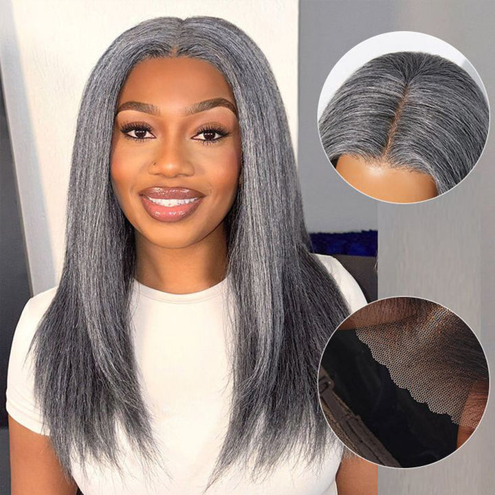 Glueless Salt and Pepper Body Wave Wig Boss Vibe Grey Wig Pre-Cut Lace