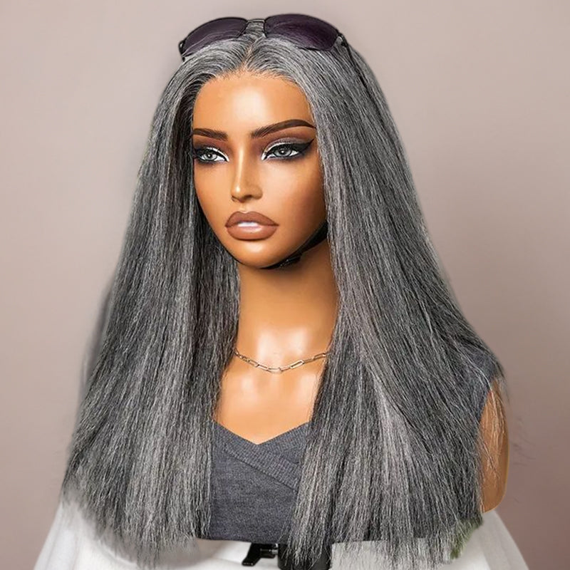 Glueless Salt and Pepper Body Wave Wig Boss Vibe Grey Wig Pre-Cut Lace