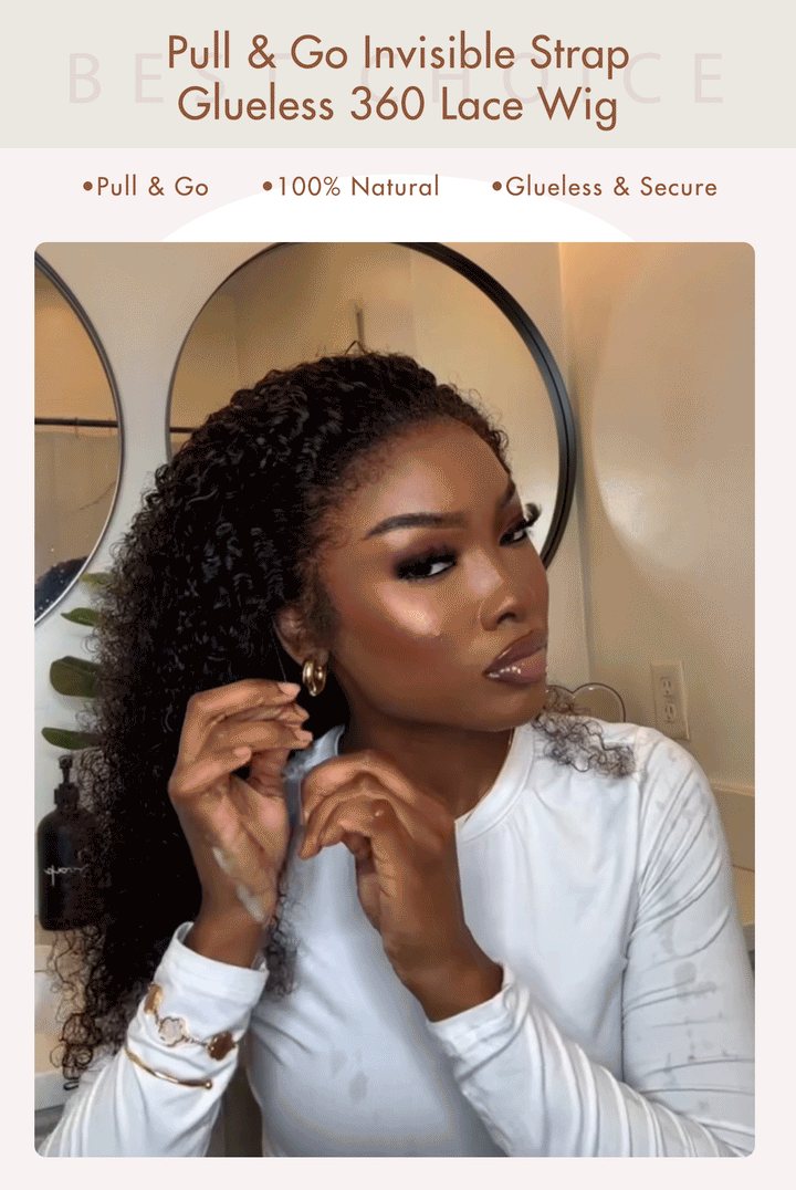4c Curly Edge Glueless 360 Full Lace Frontal Curly Wigs With Snug Fit Invisi-Strap