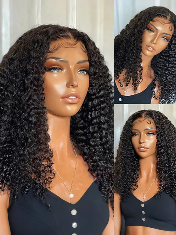 HD Lace| Burmese Curly Bob Wig Glueless Invisi Drawstring Cap Human Hair Wigs