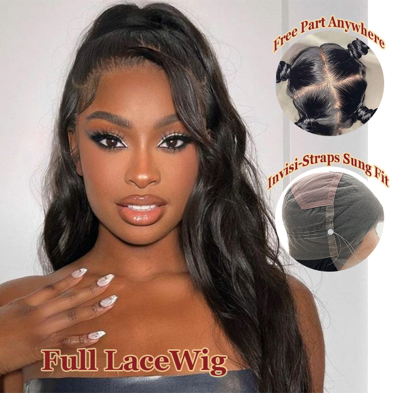 Invisi-Strap Full Lace Wig Snug Fit 180% Density 100% Virgin Human Hair