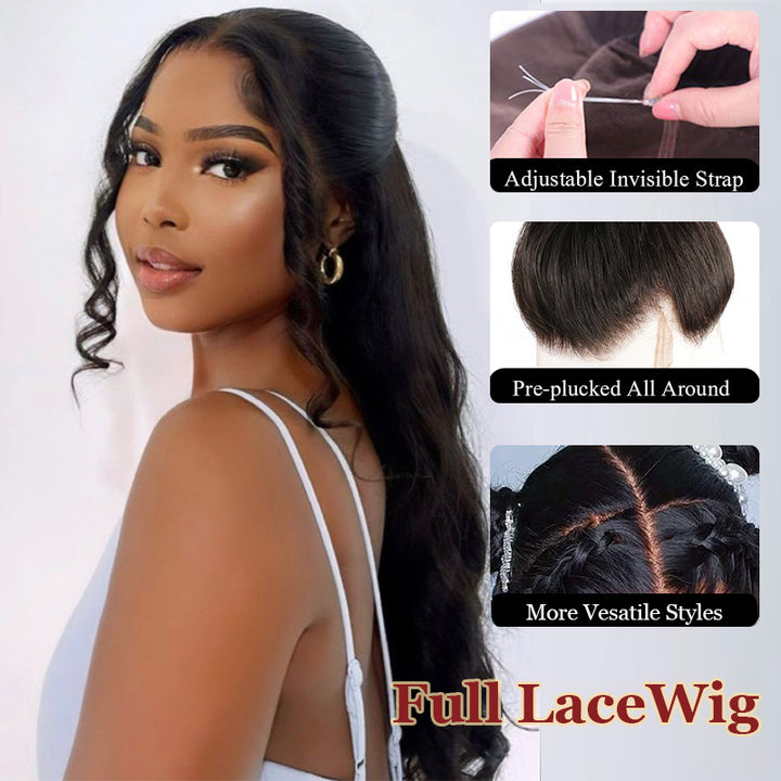 Invisi-Strap Full Lace Wig Snug Fit 180% Density 100% Virgin Human Hair