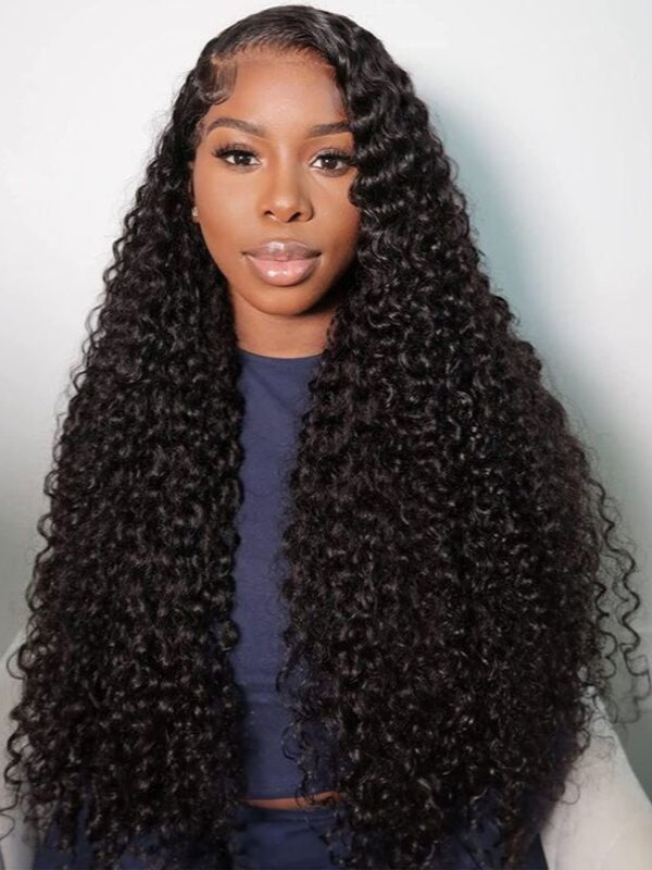 Glueless 3B/3C Jerry Curly Wigs Lace Closure Coily Wig Pre Bleached Human Hair Wig