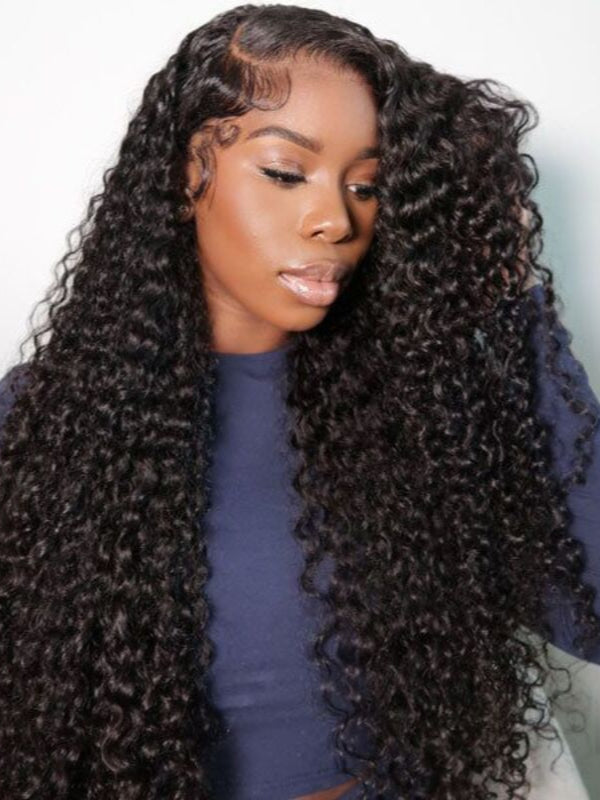 Glueless 3B/3C Jerry Curly Wigs Lace Closure Coily Wig Pre Bleached Human Hair Wig