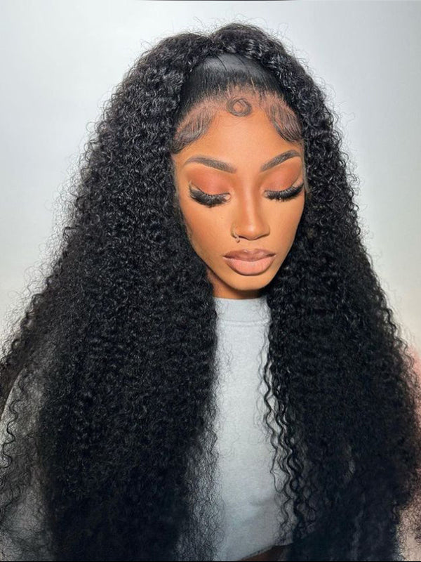 Glueless 4A/4B Afro Kinky Coily Lace Closure Wig Kinky Curly Pre Bleached Human Hair Wig