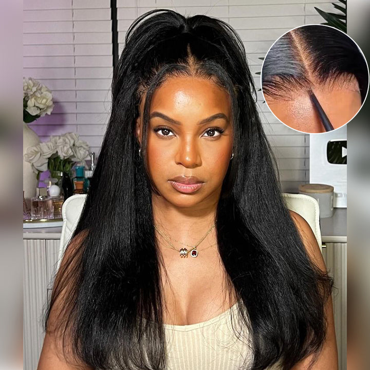 Kinky Straight 13x6 Real HD Lace Undetactable BlendAway Full Lace Frontal Wig 100% Virgin Human Hair