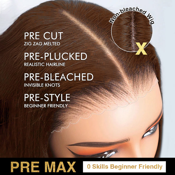 Perruque naturelle lisse pré-décolorée sans colle, brun chocolat n° 4