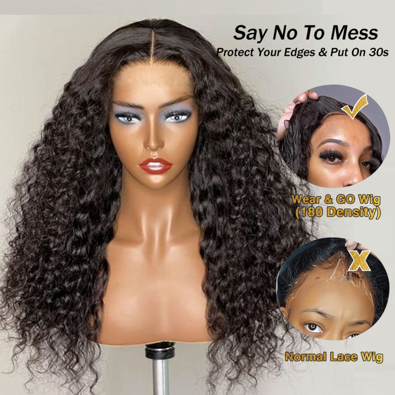 One Wig Two Styles | Glueless 5x5 Deep Wave/Water Wave Lace Closure Wig, Free Removable Bangs