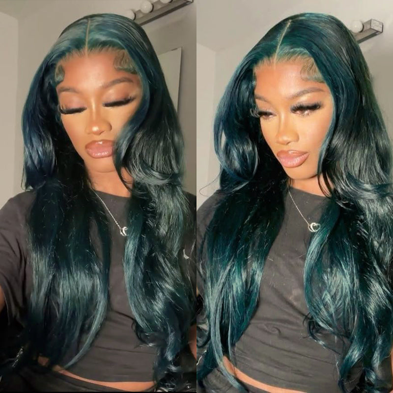 Midnight Dark Green Body Wave 5x5/13x6 FULL Lace Frontal Wig Colored Human Hair Wigs