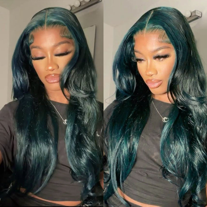 Midnight Dark Green Body Wave 5x5/13x6 FULL Lace Frontal Wig Colored Human Hair Wigs