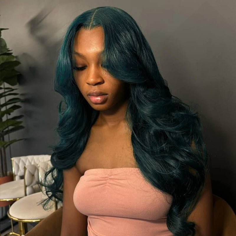 Midnight Dark Green Body Wave 5x5/13x6 FULL Lace Frontal Wig Colored Human Hair Wigs