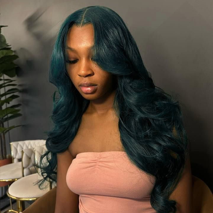 Midnight Dark Green Body Wave 5x5/13x6 FULL Lace Frontal Wig Colored Human Hair Wigs