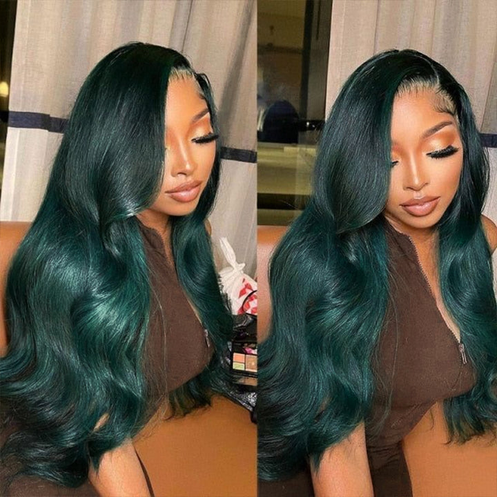 Midnight Dark Green Body Wave 5x5/13x6 FULL Lace Frontal Wig Colored Human Hair Wigs