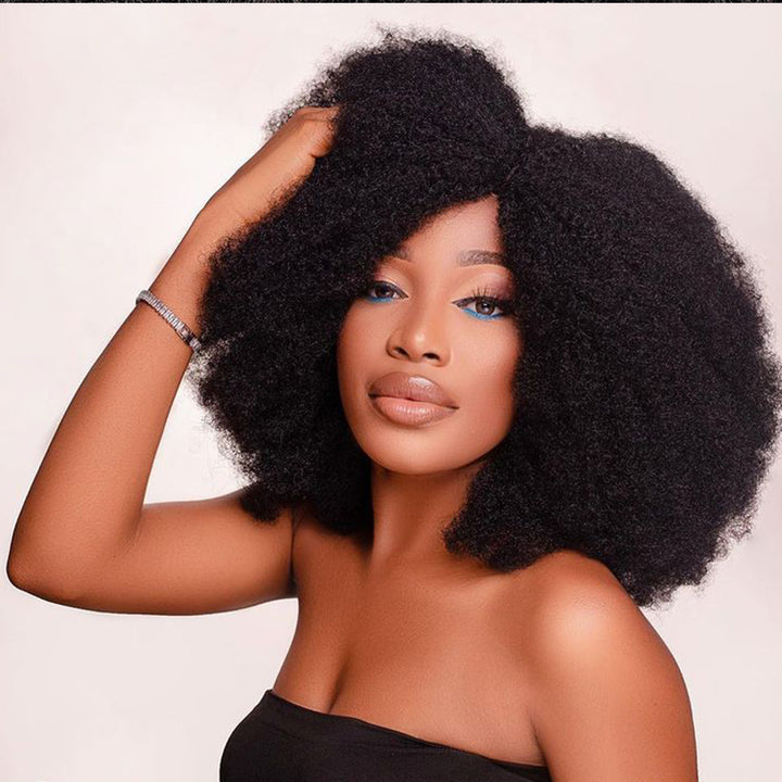 Extensions de cheveux mongols crépus et bouclés à clipser, 8 pièces avec 18 clips