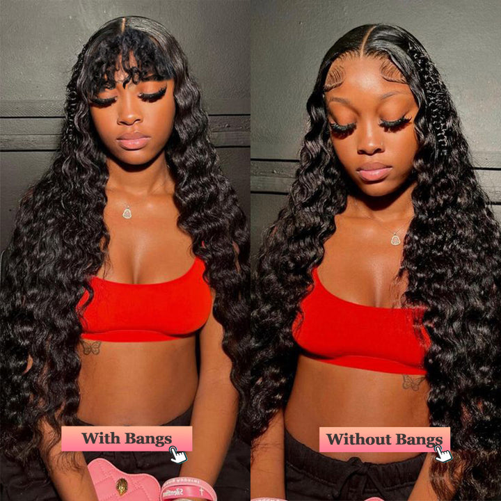 One Wig Two Styles | Glueless 5x5 Loose Deep Wave Lace Closure Wig, Free Removable Bangs