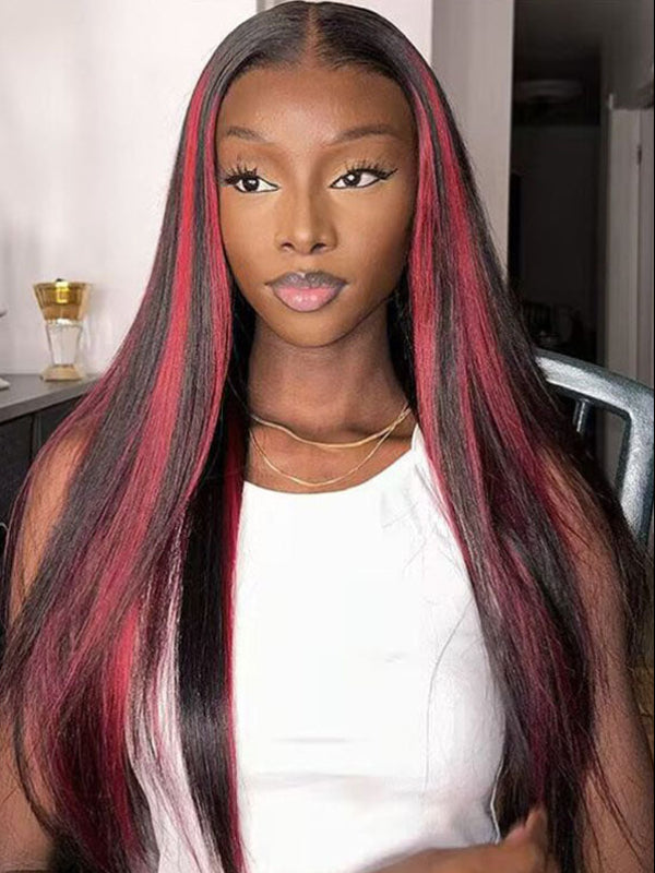 P1B/99J V Part Wig Balayage Burgundy Highlight Upgraded V  display picture 1