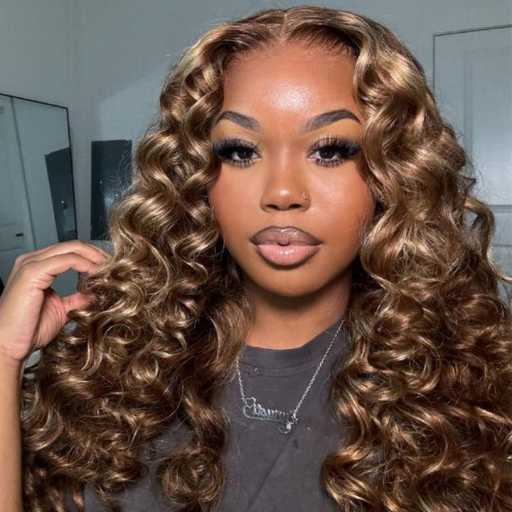 P4/27 Highlight 16"-34" Loose Deep Wave 13x6 Full Lace Frontal Wig