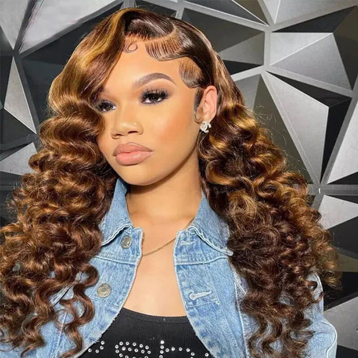 P4/27 Highlight 16"-34" Loose Deep Wave 13x6 Full Lace Frontal Wig