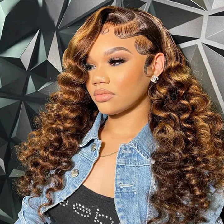 P4/27 Highlight 16"-34" Loose Deep Wave 13x6 Full Lace Frontal Wig