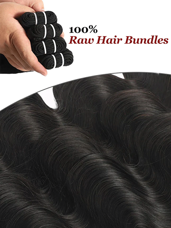 Raw Hair | Body Wave Bundles Deal 100% Raw Virgin Human Hair With HD Closure & Frontal