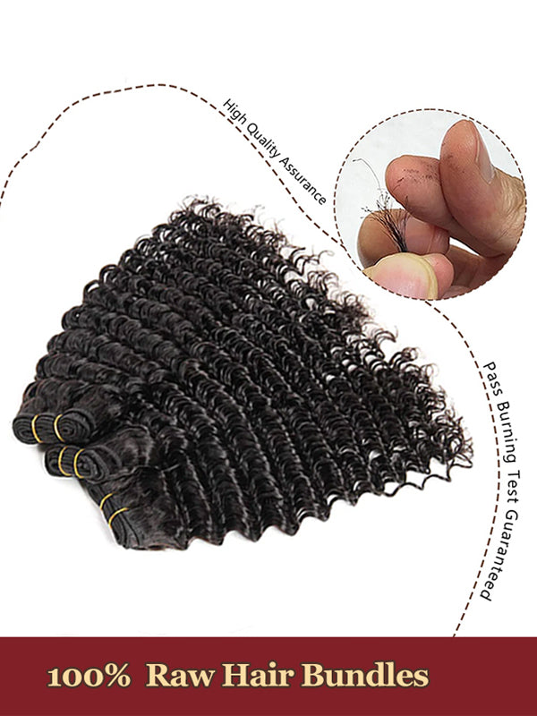 Raw Hair | Deep Wave Bundles Deal 100% Raw Virgin Human Hair With HD Closure & Frontal
