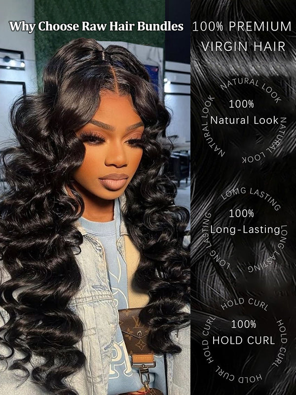 Raw Hair | Loose Wave Bundles Deal 100% Raw Virgin Human Hair With HD Closure & Frontal