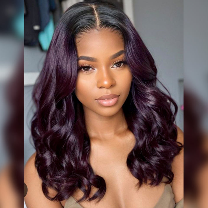 Glueless Ombre Dark Purple 5x5/13x6 FULL Lace Frontal Wig 16"-34" Colored Human Hair Wigs