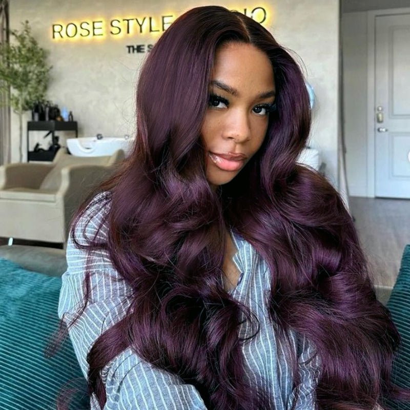 Midnight Purple 13x6 FULL Lace Frontal Wig Colored Human Hair Wigs