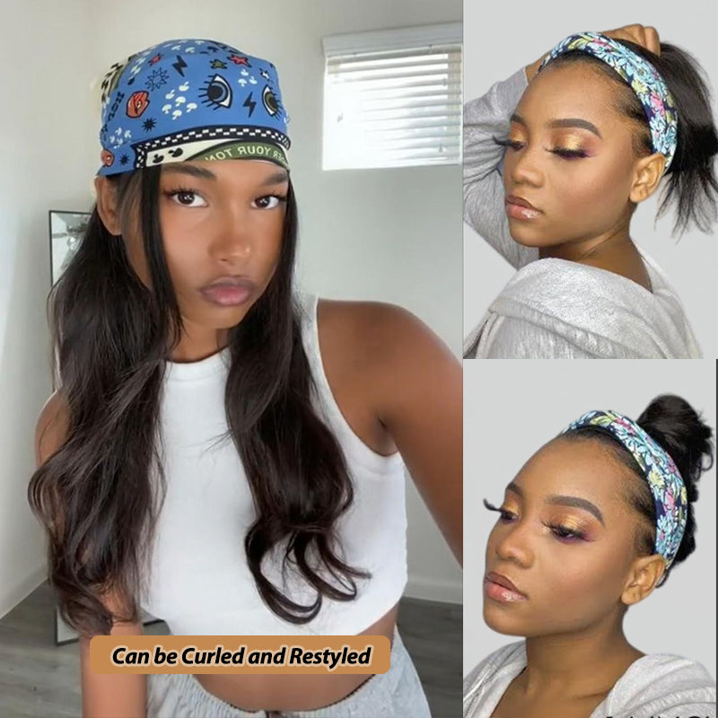 Straight Glueless Headband Wig 100% Cuticle Aligned Virgin Human Hair