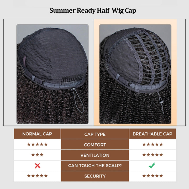 Afro Insta Wig Yaki Straight / Kinky Straight 3 in 1  Half Wig Glueless Flexi-Fit Drawstring Wig