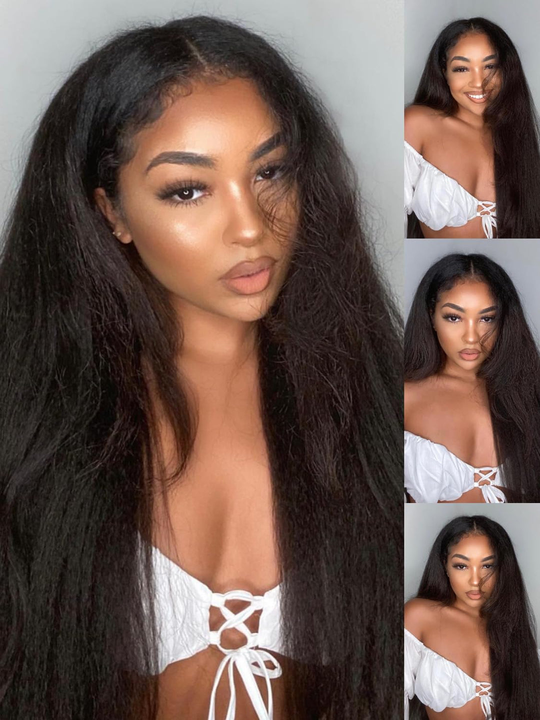 4C Curly Edges Hairline Kinky Straight 7x6/13x6 Glueless Lace Frontal Wigs With Baby Hair