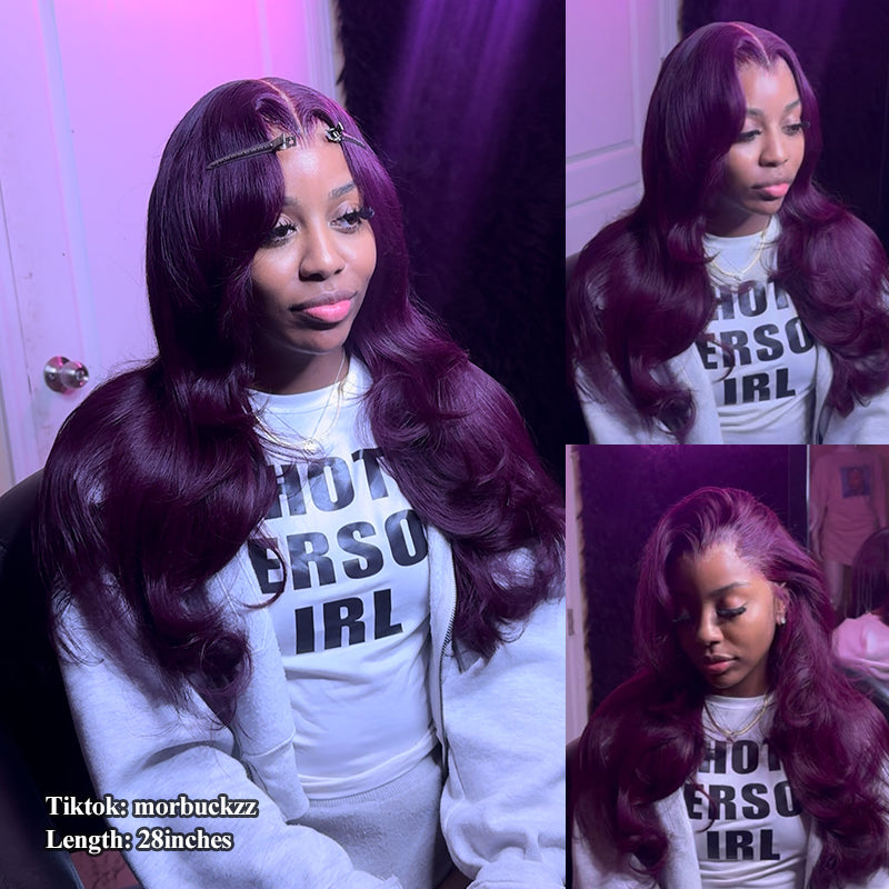 Sale | @bigekane Recommend Glueless Dark Purple 7x6/13x6 FULL Lace Frontal Wig 16"-34" Colored Human Hair Wigs
