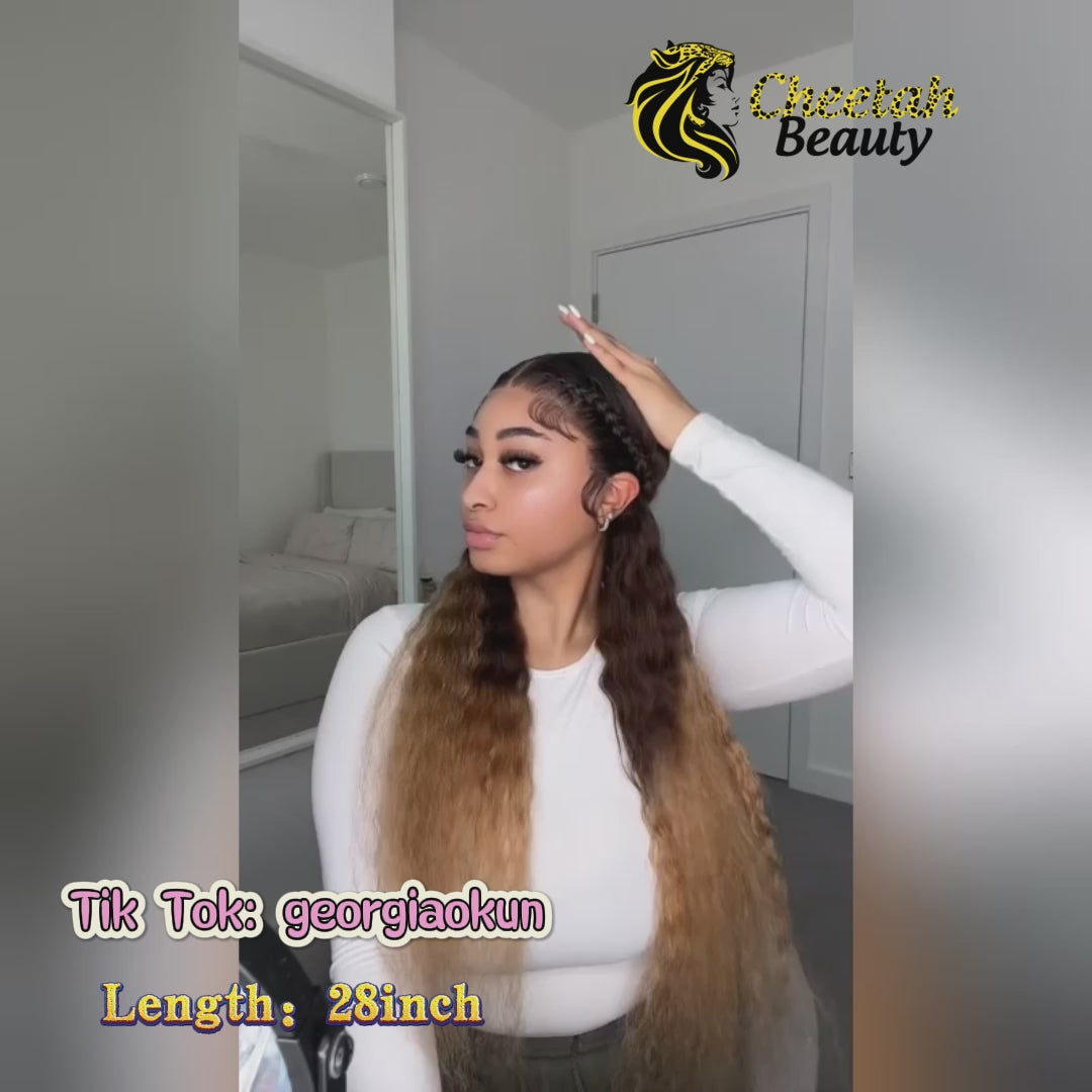 Beyonce Inspired Bigekane Recommend Ombre 16-34 Inches Deep Wave 13x6 Full Frontal Human Hair Wig