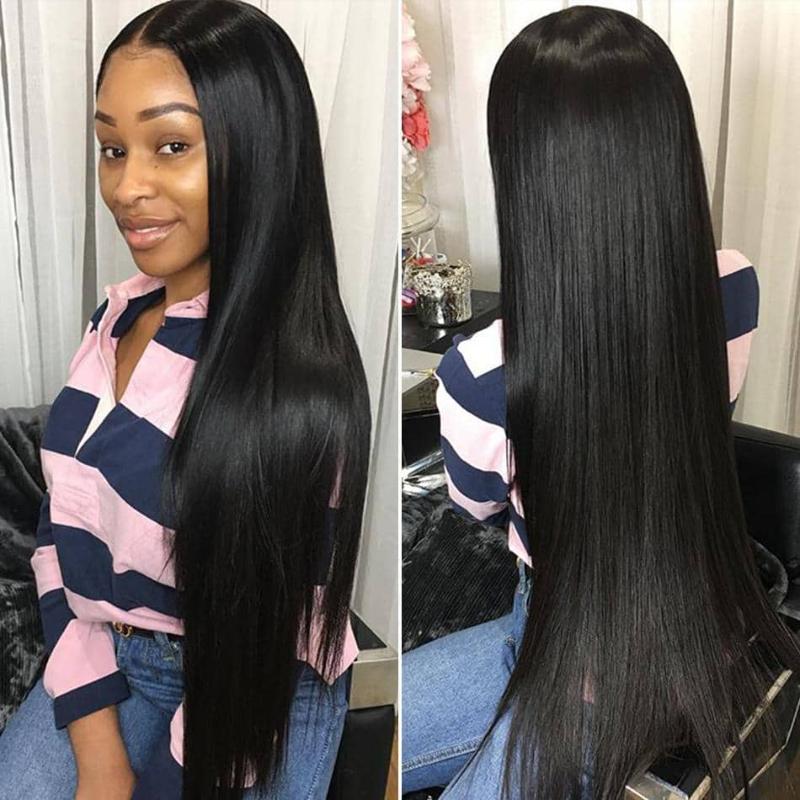 #1 Jet-Black-Colored-Wig-Straight-Human-Hair-Transparent-Lace-Front-Wig 13X4/13X6/360/4X4 Lace Wig