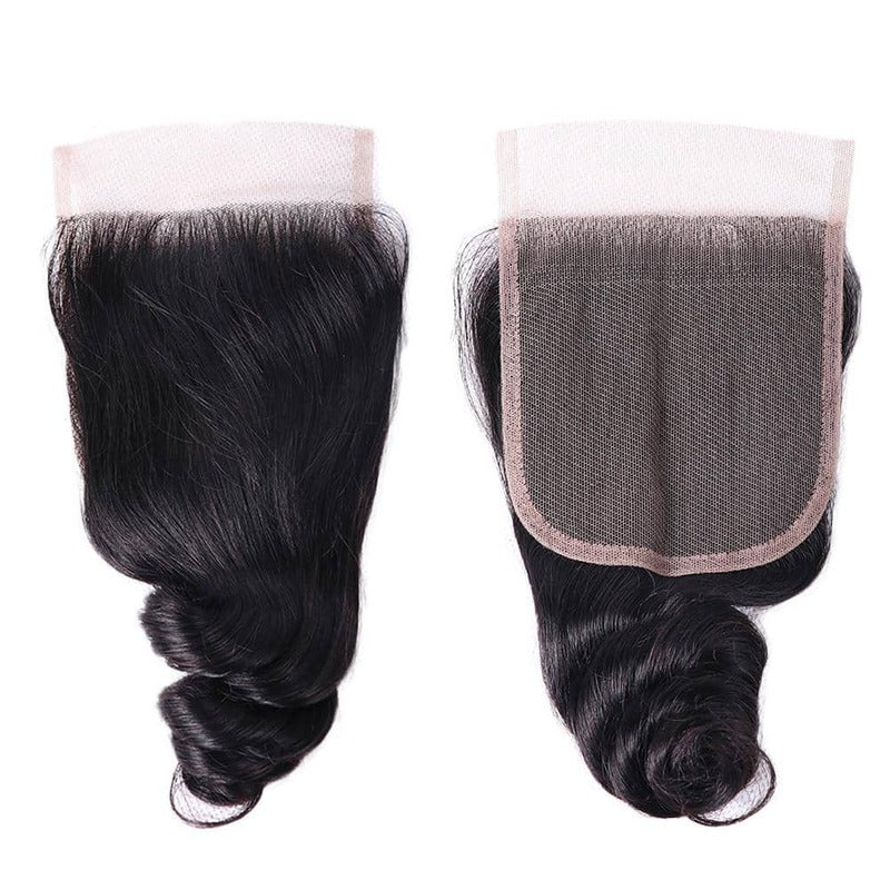 Loose Wave Bundles with 4x4 Lace Closure 10A Virgin Human Hair Extension