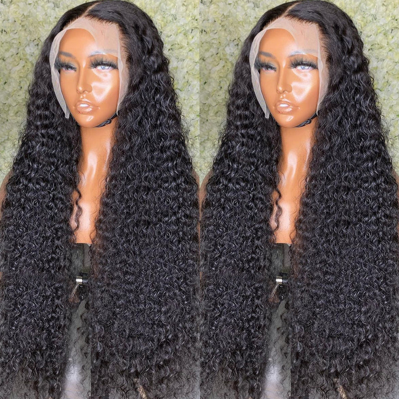 Deep Curly 13x4 HD Transparent Lace Front Wig 100% Virgin Human Hair