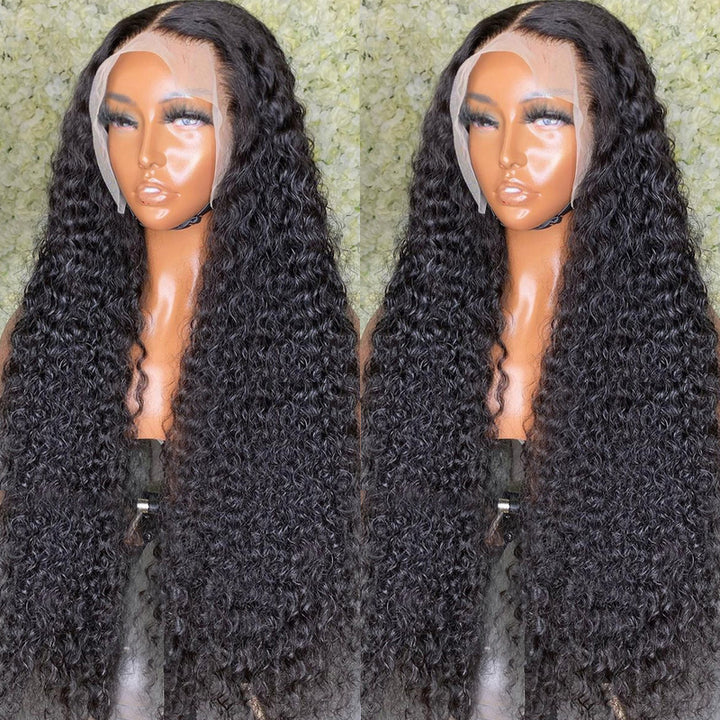 Deep Curly 13x4 HD Transparent Lace Front Wig 100% Virgin Human Hair
