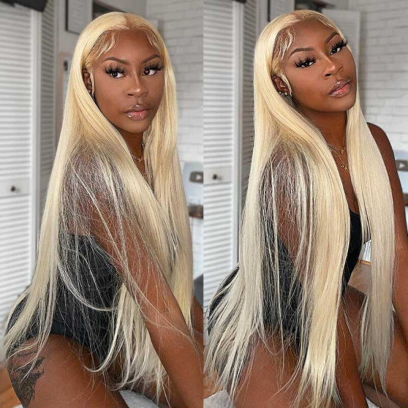 40 Inch Straight 613 Blonde Long Human Hair HD Transparent Lace Wig