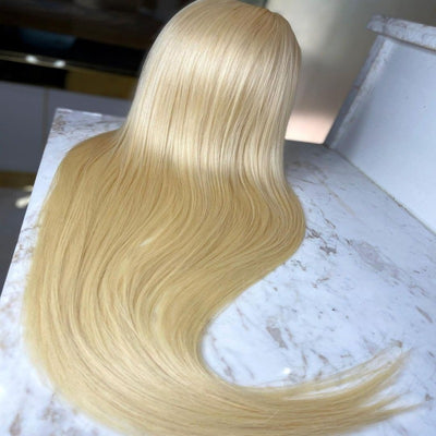 613 Blonde Straight 4x4 Transparent Lace Closure Virgin Human Hair Wig