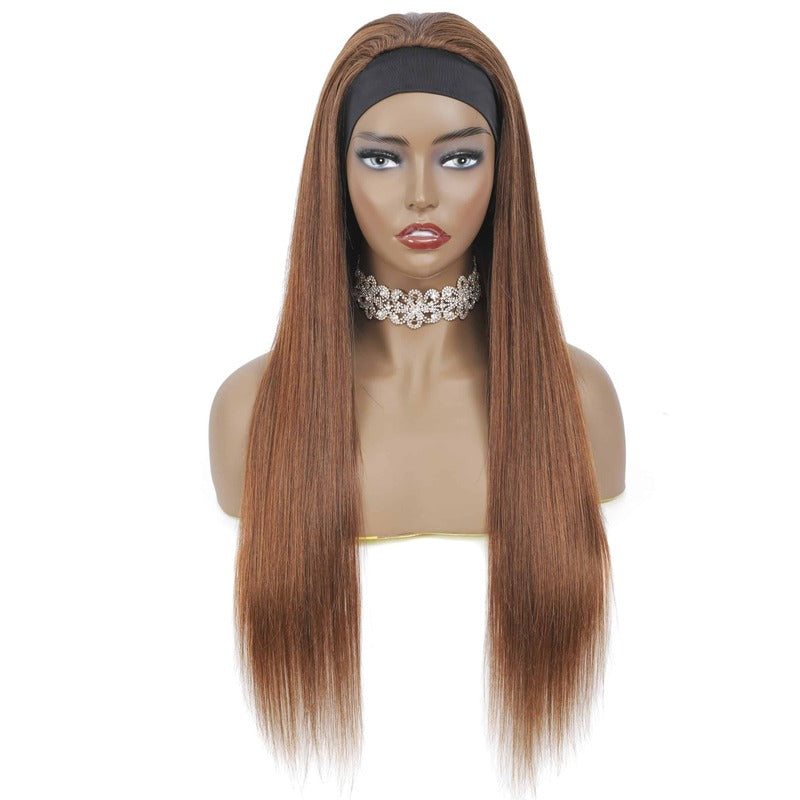Chocolate Brown #4 Straight Headband Wig